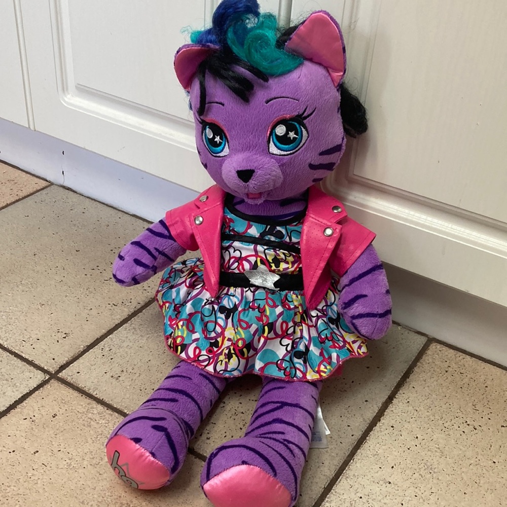 Plush Purple Tiger Doll with Pink Jacket - Kids Toy